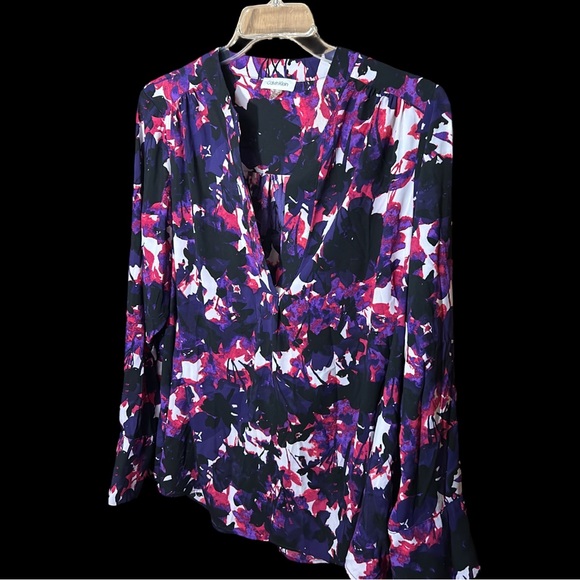 Calvin Klein purple and black floral patterned blouse .size 2X - Picture 3 of 10